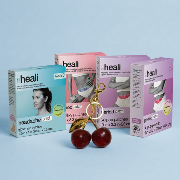 The Period Focus Combo: Focus Headache Patch, Cooling A.M. and two Warming P.M. Period Patch boxes